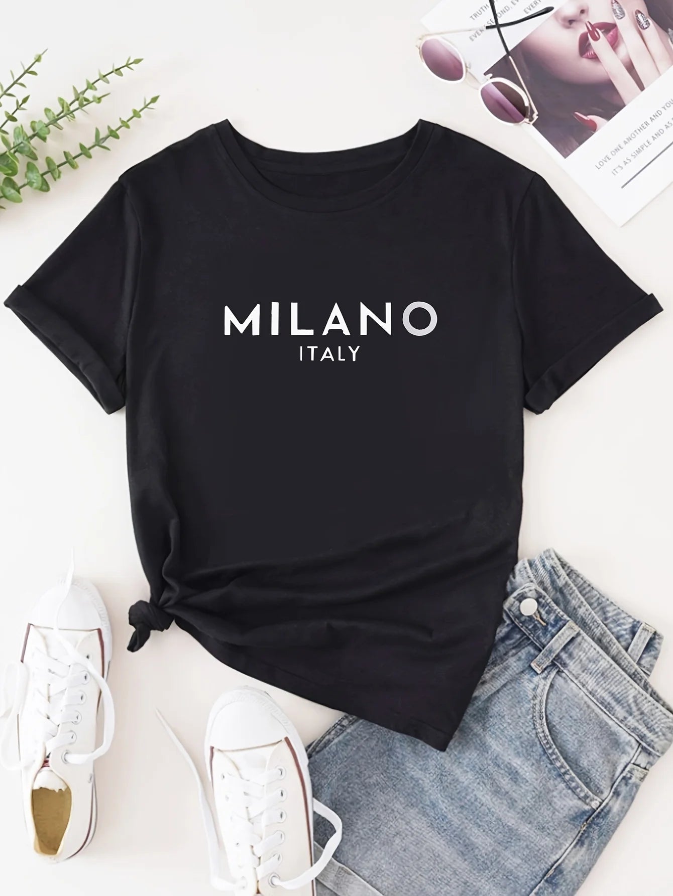 Letter Print Crew Neck T-Shirt, Casual Short Sleeve T-Shirt For Spring & Summer, Women's Clothing, Valentine's Day