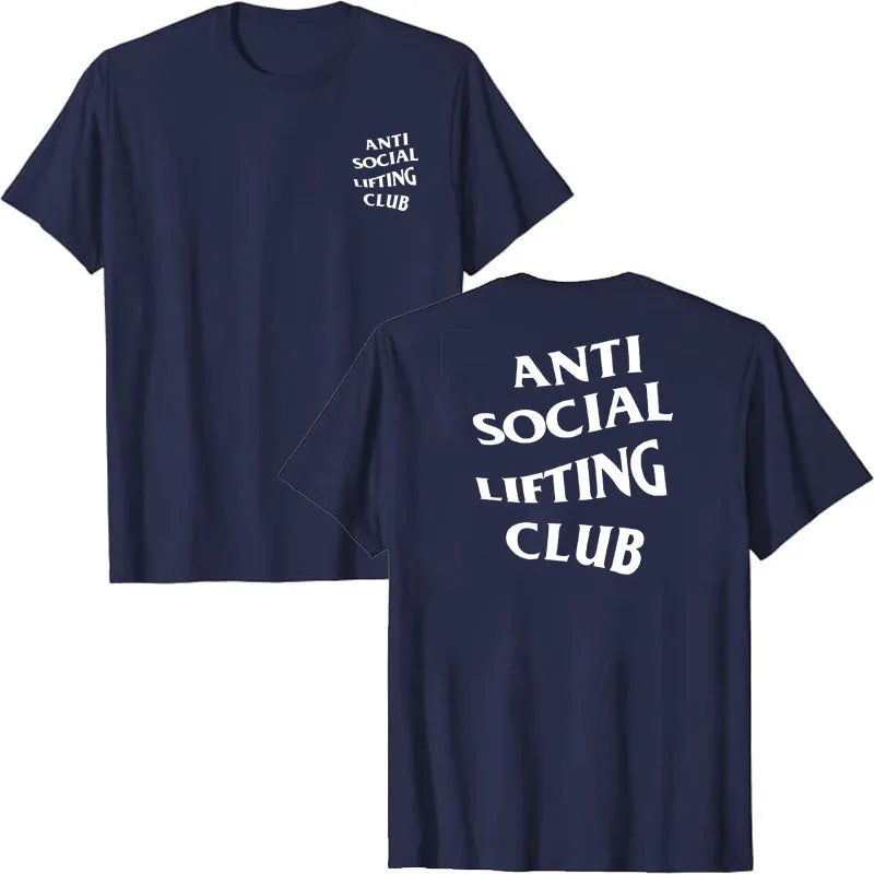 T-shirt Anti Social Lifting Club Exercice Fitness Sports Lettres Imprimées Dictons T-shirt Graphique Hauts Basiques Chemisiers À Manches Courtes