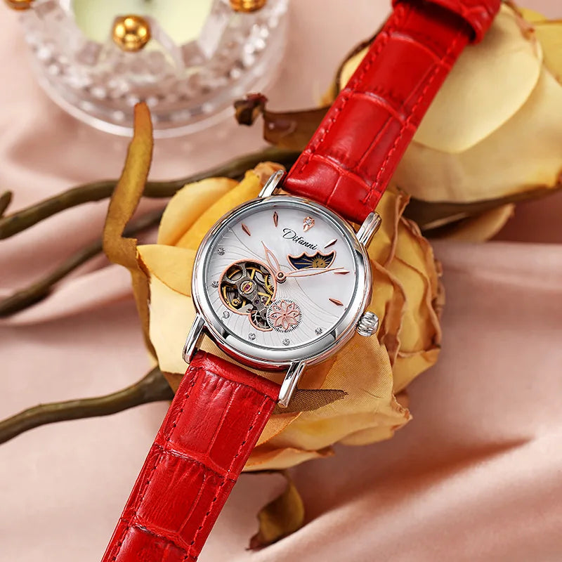 Montre Femme Rotative Fleurs Femmes Top Marque De Luxe Mode Phase De Lune Étanche Dame Automatique Montres Mécaniques Reloj