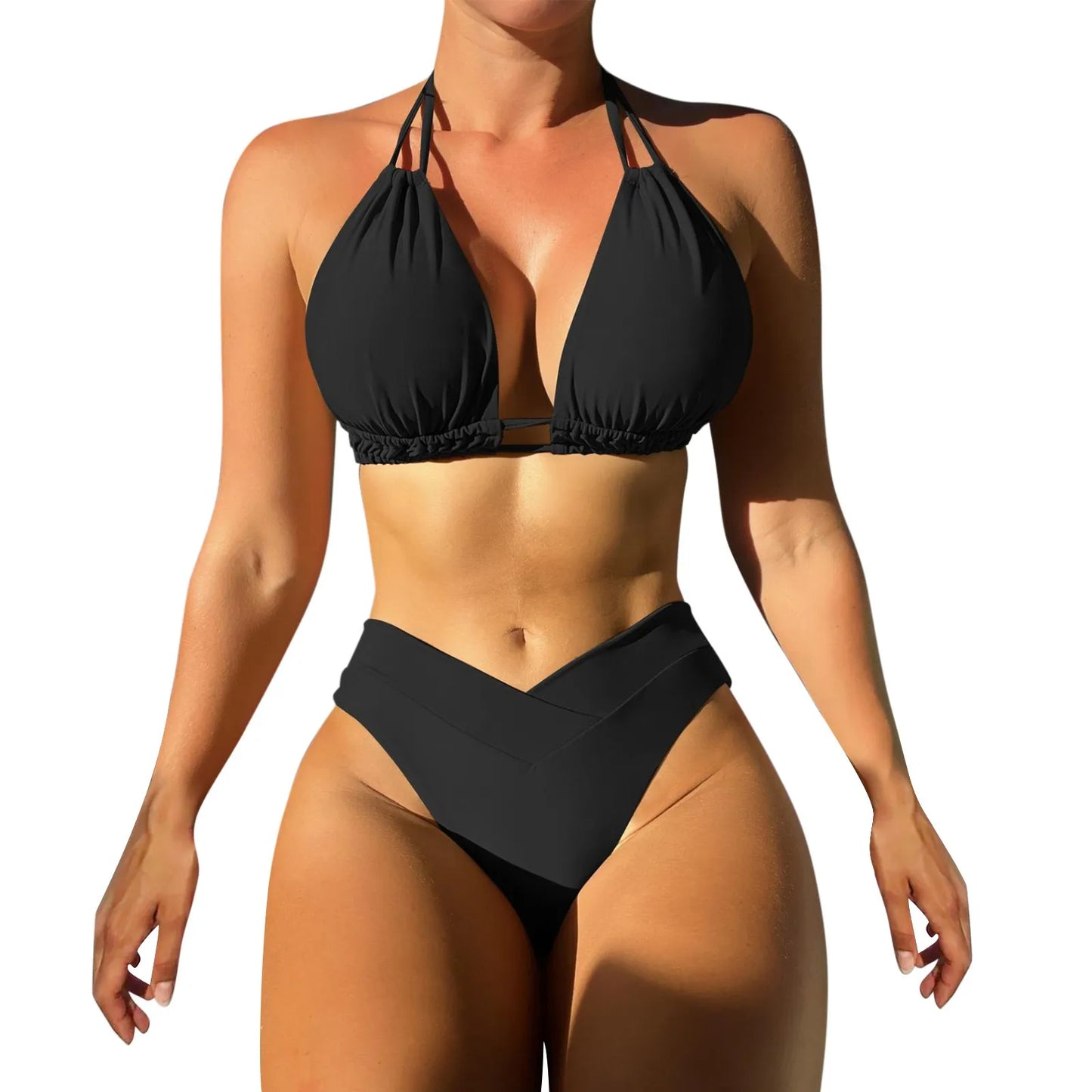 Maillot de bain Tank Bikinis Ensembles Maillots de bain 2025 Femmes Taille moyenne Col en V profond Bretelles larges Bikini Été Plage Porter Natation купальник