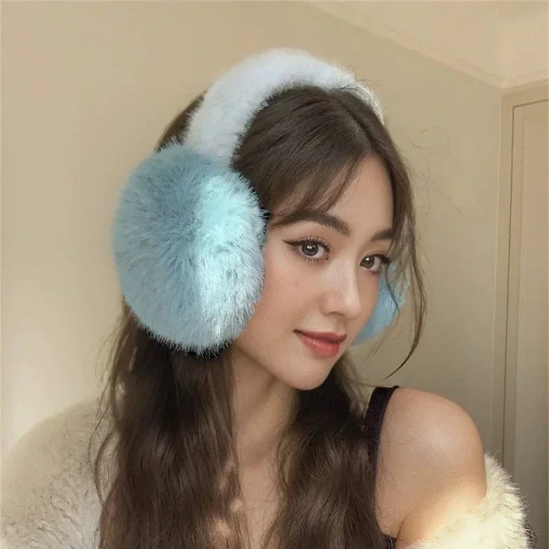 Blue Furs Faux Mink Earmuffs Women's Winter Plush Ear Warm Cycling Skiing Cold Earmuffs Earbags Sweet Girl All-match Commuting