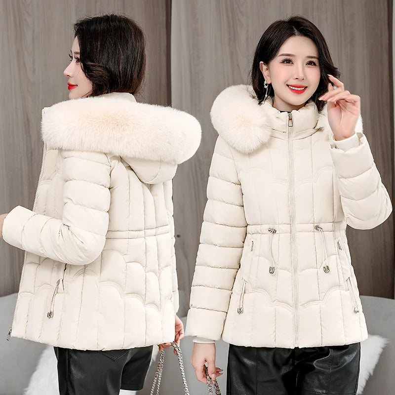 Nouvelle Doudoune Femme Parkas Mode Haute Qualité Chaud Coton Rembourré Manteau Dames Manteau Court À Capuche Survêtements Hauts