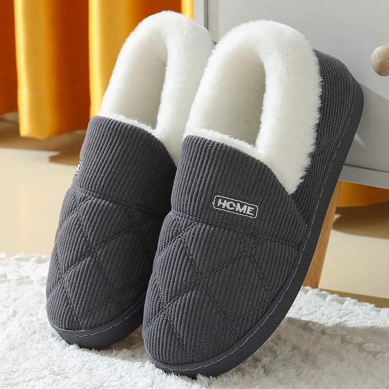 Eyriphy Women Plush Lining Slippers Corduroy Indoor Bedroom Slides Memory Foam Fluffy Fuzzy Warm Slippers Female Casual Shoes