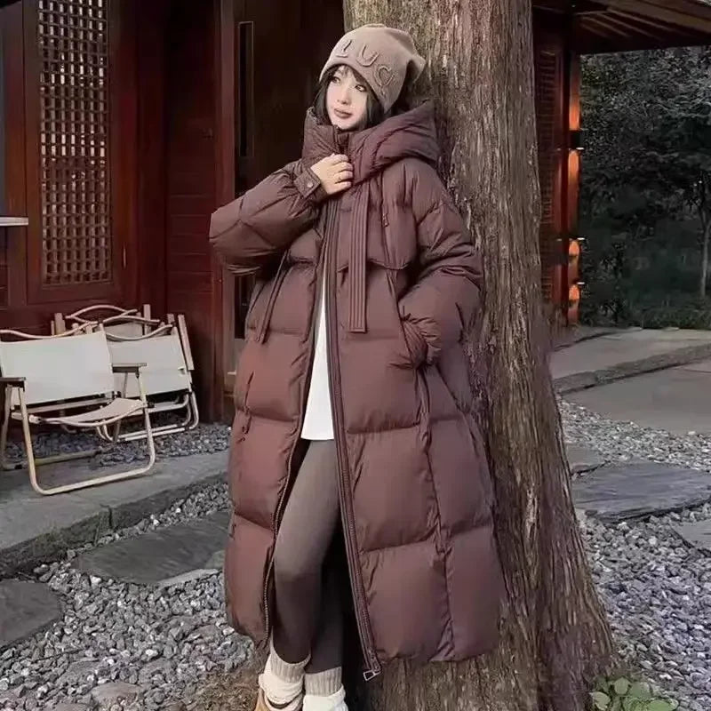 Hiver Nouvelles Femmes Coton Vêtements à Capuche Longueur Version Lâche Vêtements D'extérieur Minceur Col Montant Manteau Mode Chaud Décontracté Parkas