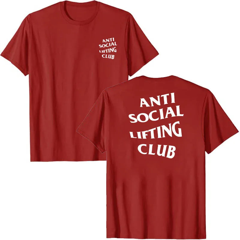 T-shirt Anti Social Lifting Club Exercice Fitness Sports Lettres Imprimées Dictons T-shirt Graphique Hauts Basiques Chemisiers À Manches Courtes