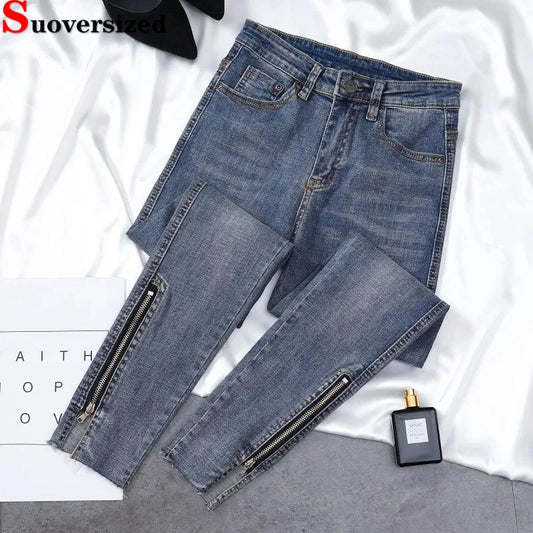 Korean Design High Waist Pencil Jeans Women Skinny Vintage Stretch Denim Pants Casual Streetwear Ankle Length Slim Kot Pantolon