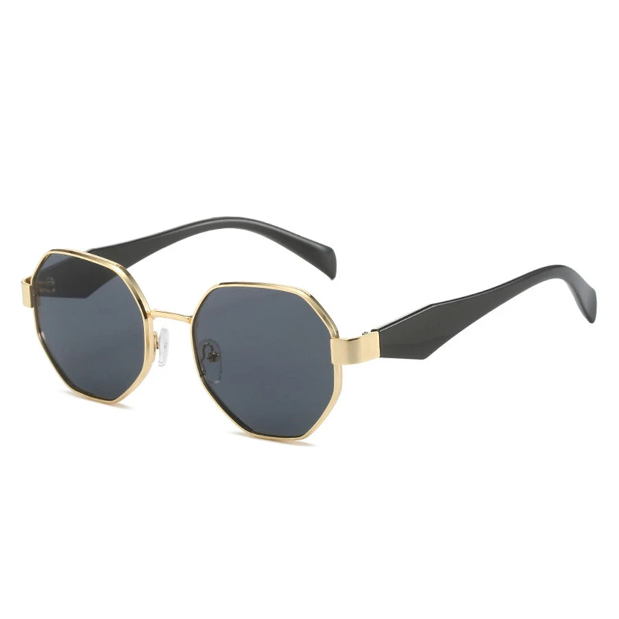 Nouvelles lunettes de soleil rétro pour femmes, monture métallique polygonale, lunettes de soleil pour hommes, marque de luxe, lunettes de soleil décoratives, Uv400