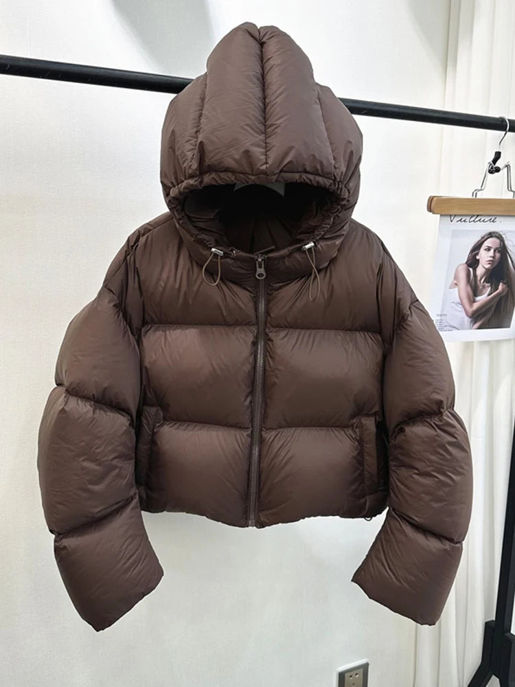 Pulls Streetwear Femmes Manteau Puffer Vintage Manches Longues Décontracté Parkas Coréen Hiver Chaud Épais Tout Match Solide Coton Doudounes