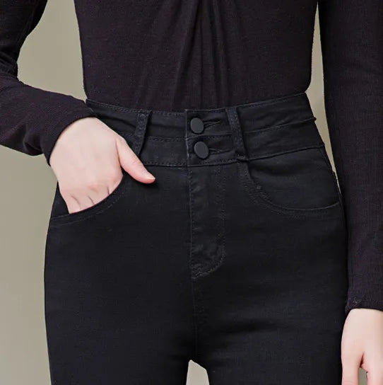 Button Fly Jeans High Waist Front for Women Tummy Control Stretch Denim  Black Petite XS - 4XL