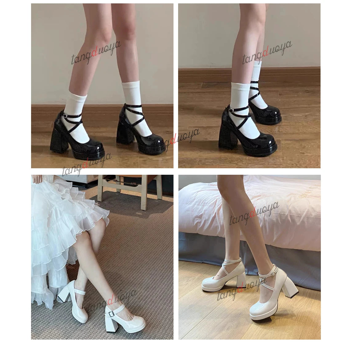 Women's summer Footwear on Heeled Shoes Woman New Elegant Vintage Lolita Mary Jane shoes Black Round Toe High Heels party shoes