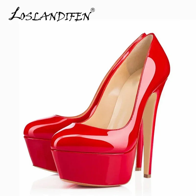 Sexy 14cm Platform Round Toe Men Pumps Extremely High Heels Shoes Stiletto Nighclub Unisex Customize Color Shoes Crossdresser