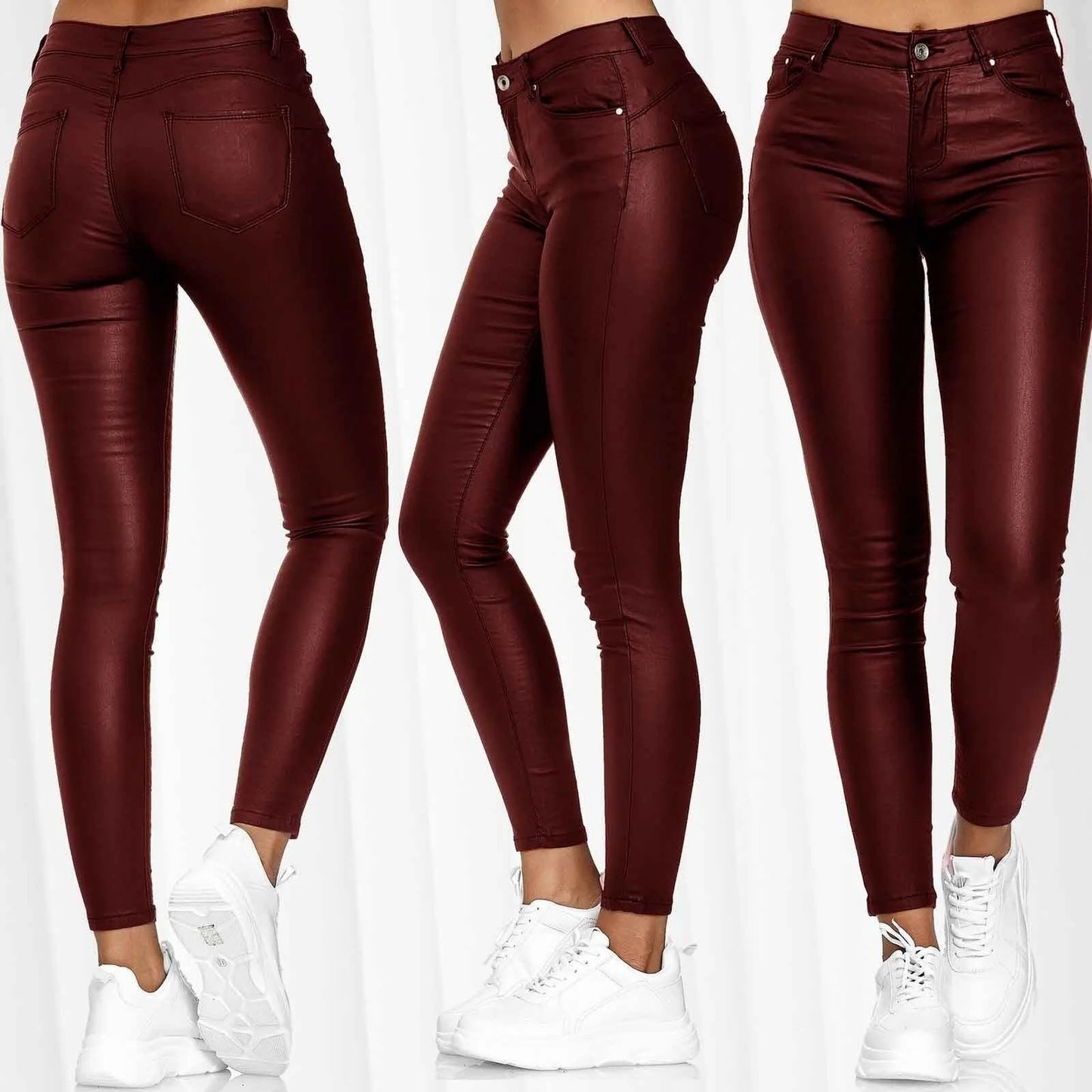 Women PU Leather Pants Black Sexy Stretch Bodycon Trousers Women High Waist Long Casual Pencil Pants Plus Size S-3XL