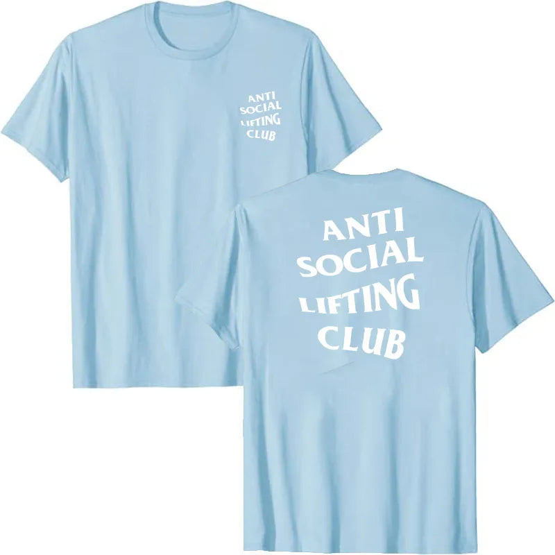 T-shirt Anti Social Lifting Club Exercice Fitness Sports Lettres Imprimées Dictons T-shirt Graphique Hauts Basiques Chemisiers À Manches Courtes