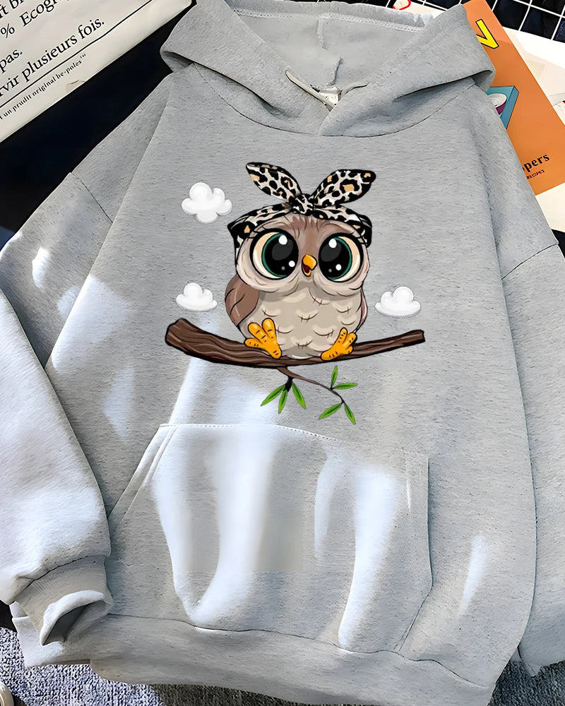 Hirsionsan Kawaii Cartoon Print Hoodies Women Oversized Sportwear Female Sweatshirt Cute Graphic Fleece Ladies Clothes 2023 New