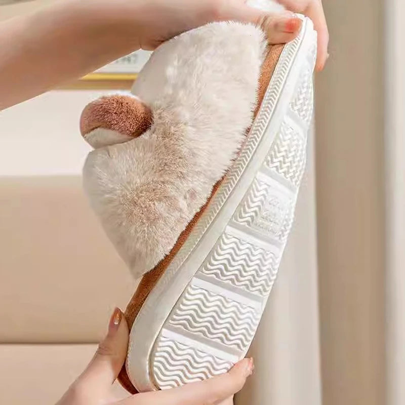 Chaussons en coton pour femmes en hiver, semelles souples et épaisses pour l'intérieur, antidérapants et chaussures en coton peluche pour hommes en hiver