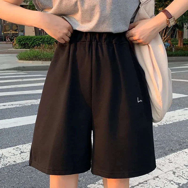 Summer Women Five-point Pants Sweet Casual Harajuku Cotton 2021 Sports Loose Thin Wide-leg Pattern Printing Elastic Girls Shorts