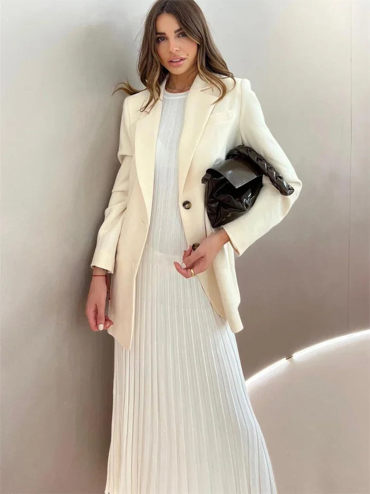 Tossy Knitwear White Casual Long Dress For Women Sleeveless High Waist Slim Strapless Loose Dress Solid Basic Ladies Maxi Dress