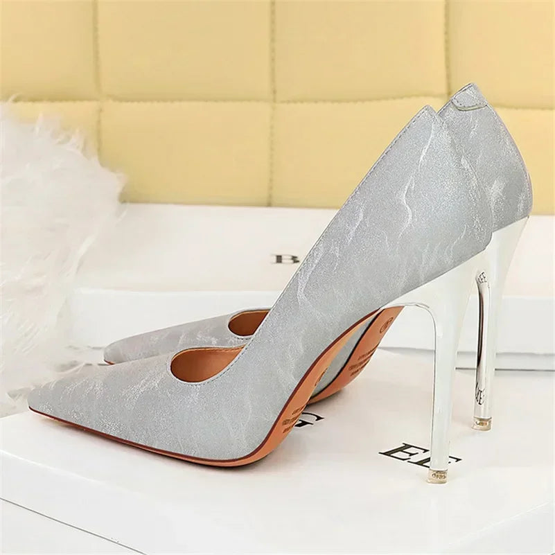 Size 34-43 Women 10.5cm High Heels Pumps Wedding Bridal Sexy Nightclub Stiletto Heels Lady Escarpins Office Party Plus Shoes