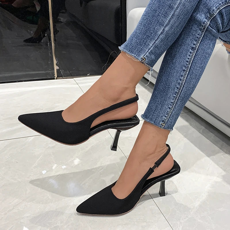 Plus-size High Heels Women's Pointed Thin Heels Back Lift Sandals Fashion Temperament Women's Shoes Red High Heels