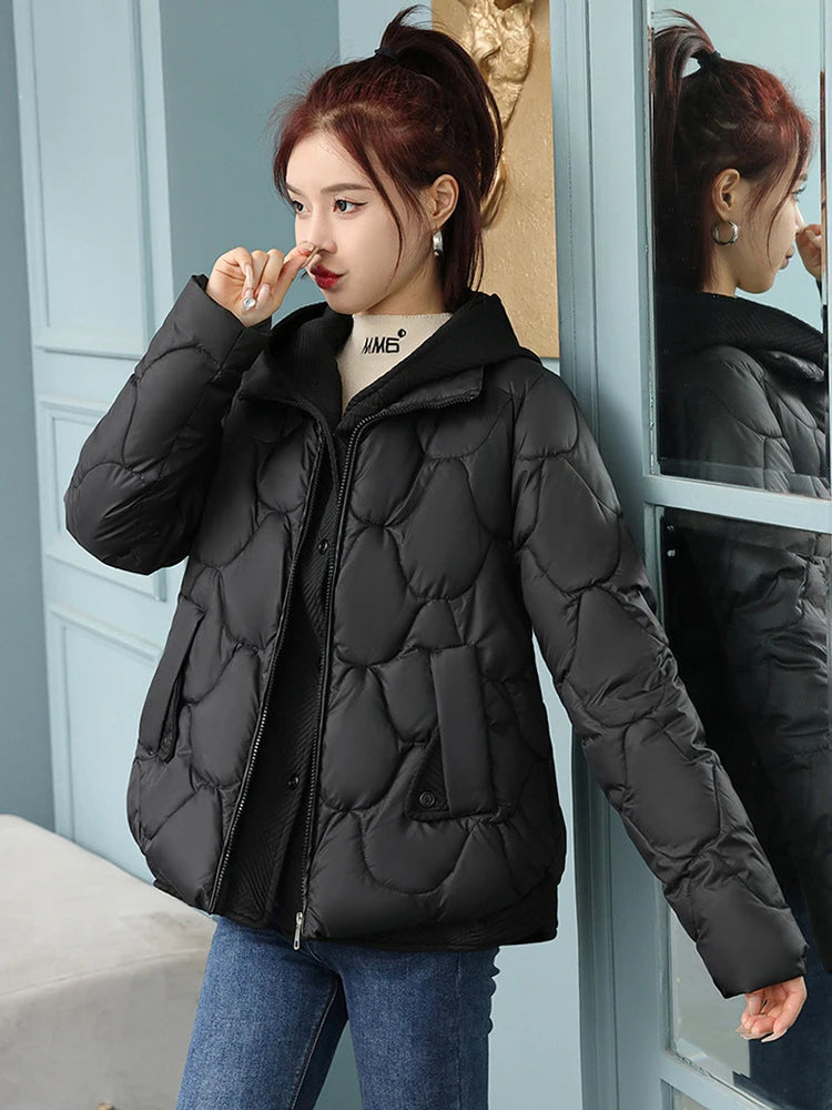 Fitshinling Fashion Nouveau Manteau Parkas Chaud Vêtements D'extérieur Femmes Vêtements Faux Deux Pièces Coton Rembourré Veste D'hiver Matelassée Femme