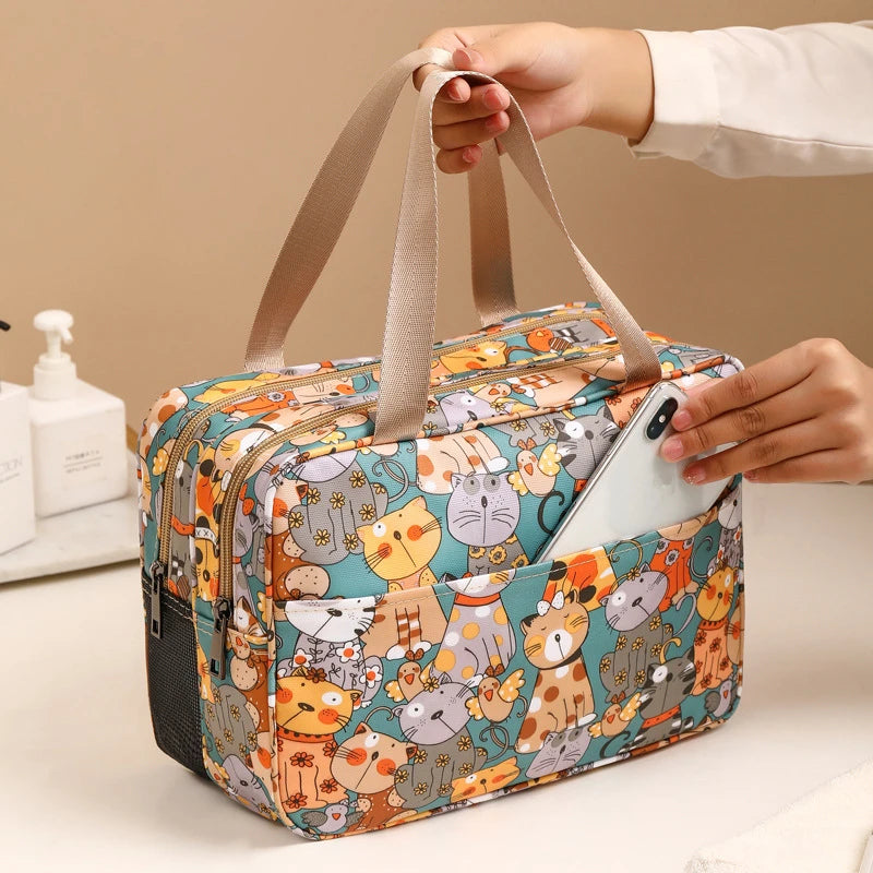 Wet-Dry Separation Cosmetic Bag Large Capacity Cartoon Makeup Case Portable Toiletry Kit Storage Bath Bag Travel Essentials