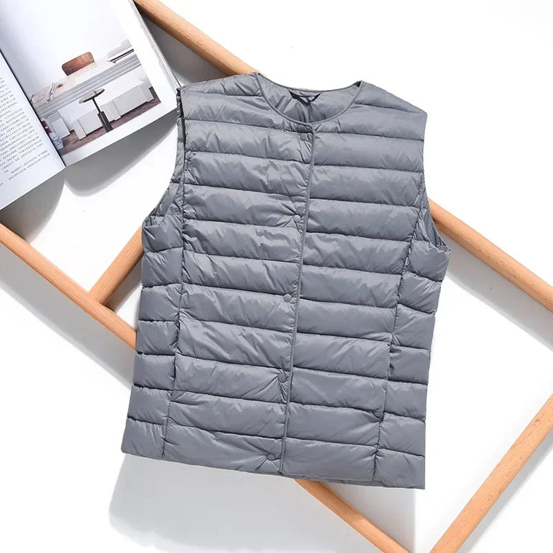 Nouveau Printemps Automne À La Mode Vêtements D'extérieur Chauds Gilets Légers Femmes Gilet Portable Chaud Sans Manches Doublure Décontracté