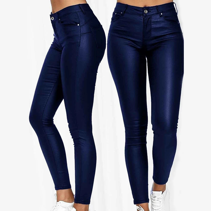 Women PU Leather Pants Black Sexy Stretch Bodycon Trousers Women High Waist Long Casual Pencil Pants Plus Size S-3XL