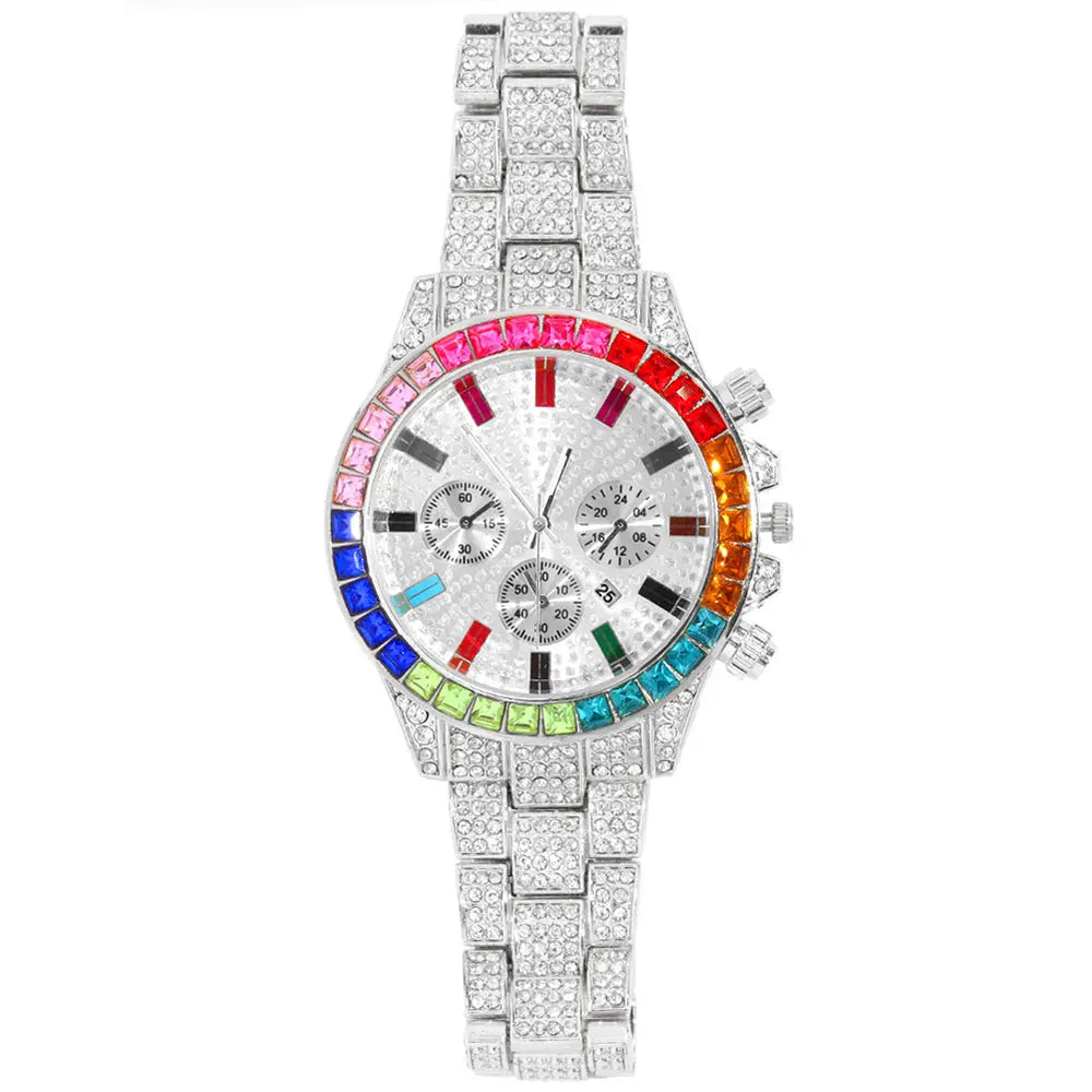 Montres à la mode entièrement glacées pour hommes et femmes, montre carrée en acier inoxydable, strass de luxe, montre à quartz carrée, cadeau de fête Hip Hop