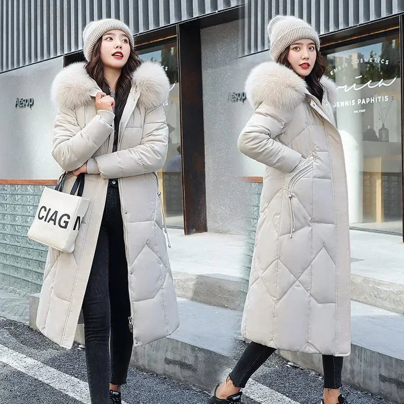 Nouveau Manteau De Neige Parkas Veste D'hiver Femmes À Capuche Col De Fourrure Parka Épais Chaud Femmes Vestes Étudiant Manteaux Femmes Vêtements