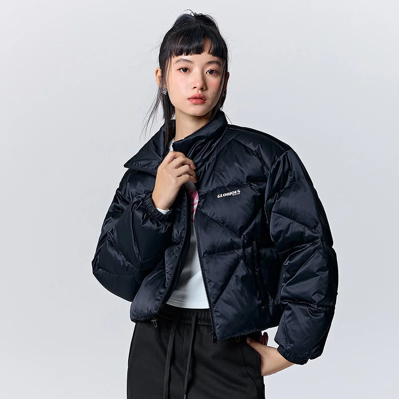 Semir Down Jacket Women Short Rhombus Leg Length Oversize Winter 2023 New Fashion Simple Stand Collar Down Jacket