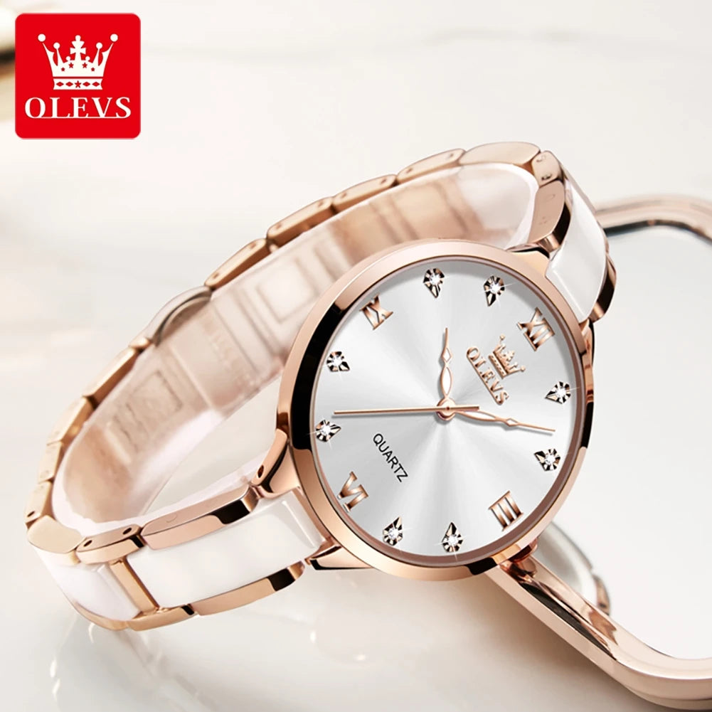 OLEVS 5872 Luxury Top Brand Watch For Women Waterproof Luminous Original Quartz Ladies Wristwatch Fashion Women's Watches