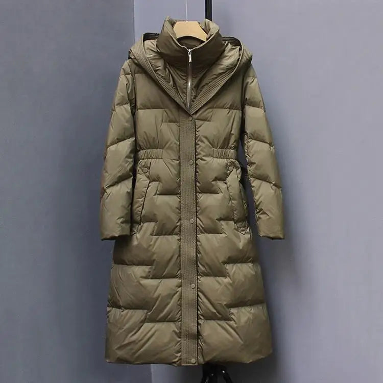 Manteaux d'hiver à capuche au-dessus du genou pour femmes, Parka imperméable épaisse et chaude à manches longues en coton rembourré, nouvelle collection 2025