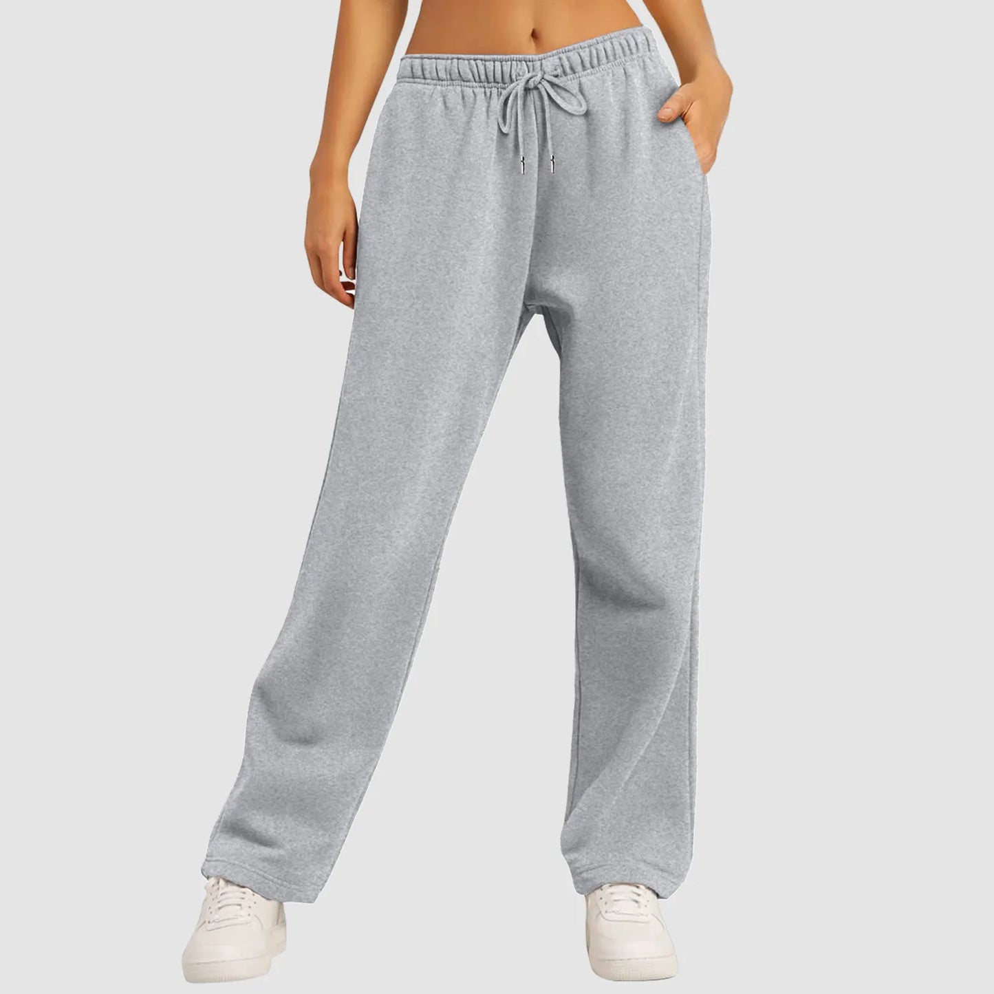 Sweatpants For Women’S Fleece Lined Straight Pants Bottom All-Math Fitness Joggers Travel Basic Wide Leg Pants Trousers Pantalon