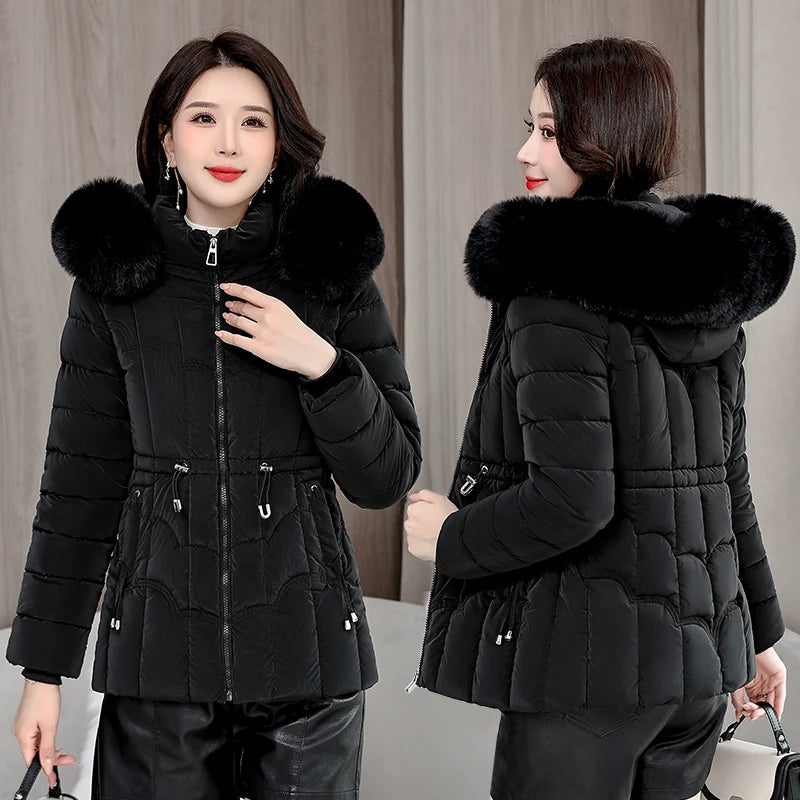 Nouvelle Doudoune Femme Parkas Mode Haute Qualité Chaud Coton Rembourré Manteau Dames Manteau Court À Capuche Survêtements Hauts