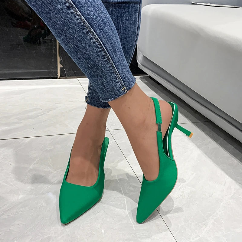 Plus-size High Heels Women's Pointed Thin Heels Back Lift Sandals Fashion Temperament Women's Shoes Red High Heels