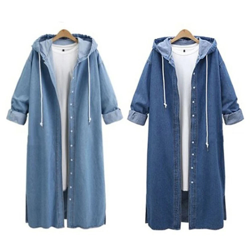 Nouveau Trench Couleur Unie À Lacets Femmes Veste Automne Mode Denim Vestes Lavé Jeans Manteau Femme Col Veste D'extérieur