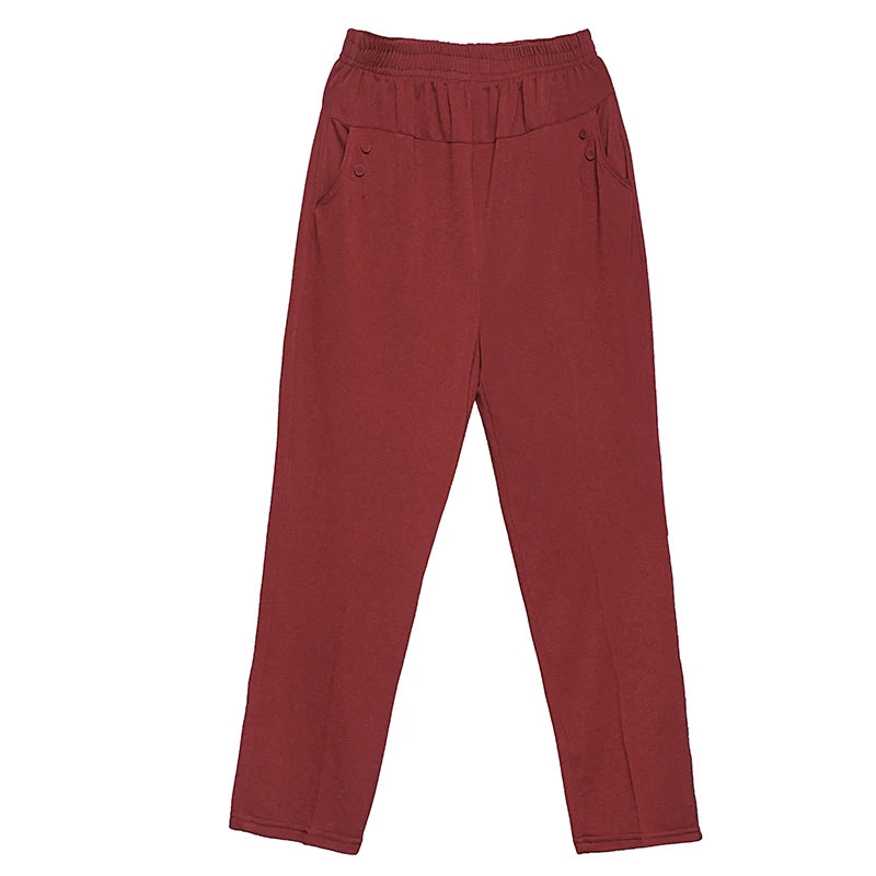 Pantalons de printemps et d'été pour femmes d'âge moyen, taille élastique fine, amples, en coton, pour mères, pantalons décontractés pour femmes