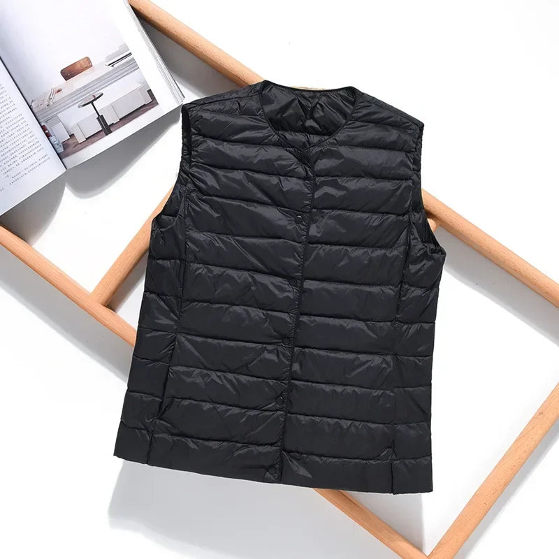 Nouveau Printemps Automne À La Mode Vêtements D'extérieur Chauds Gilets Légers Femmes Gilet Portable Chaud Sans Manches Doublure Décontracté