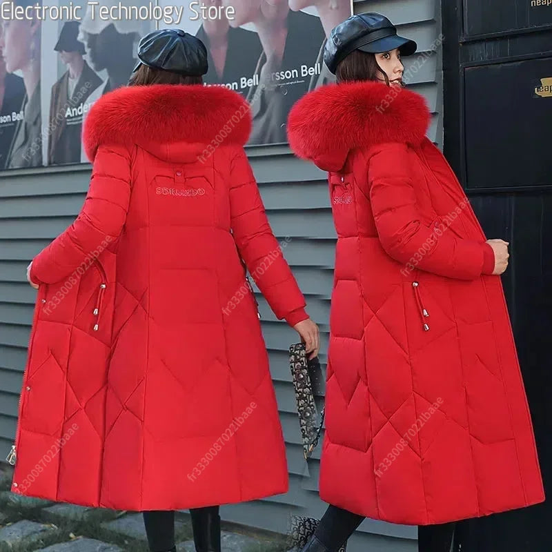 Nouveau Manteau De Neige Parkas Veste D'hiver Femmes À Capuche Col De Fourrure Parka Épais Chaud Femmes Vestes Étudiant Manteaux Femmes Vêtements