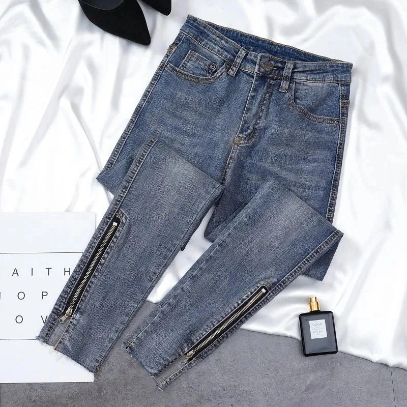 Korean Design High Waist Pencil Jeans Women Skinny Vintage Stretch Denim Pants Casual Streetwear Ankle Length Slim Kot Pantolon