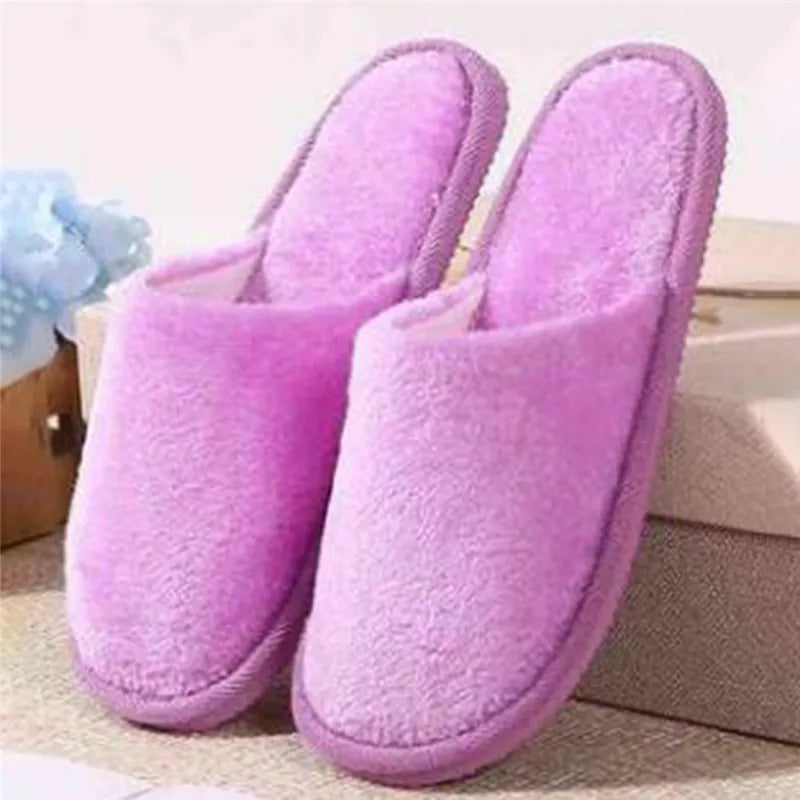 Women Home Slippers Autumn Winter Warm Furry Plush Shoes Indoor Bedroom Light EVA Couple Cotton Slipper Solid Soft Flip Flops