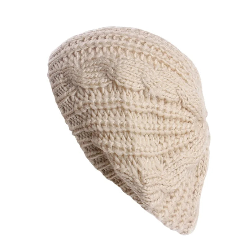 Winter  Knitted  Beanie Hat  For Women  Lady 's Twist knitting Beret   Winter  Solid  Skullies & Beanies