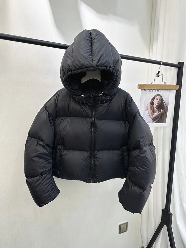 Pulls Streetwear Femmes Manteau Puffer Vintage Manches Longues Décontracté Parkas Coréen Hiver Chaud Épais Tout Match Solide Coton Doudounes