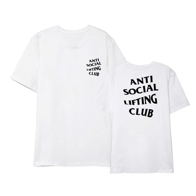 T-shirt Anti Social Lifting Club Exercice Fitness Sports Lettres Imprimées Dictons T-shirt Graphique Hauts Basiques Chemisiers À Manches Courtes