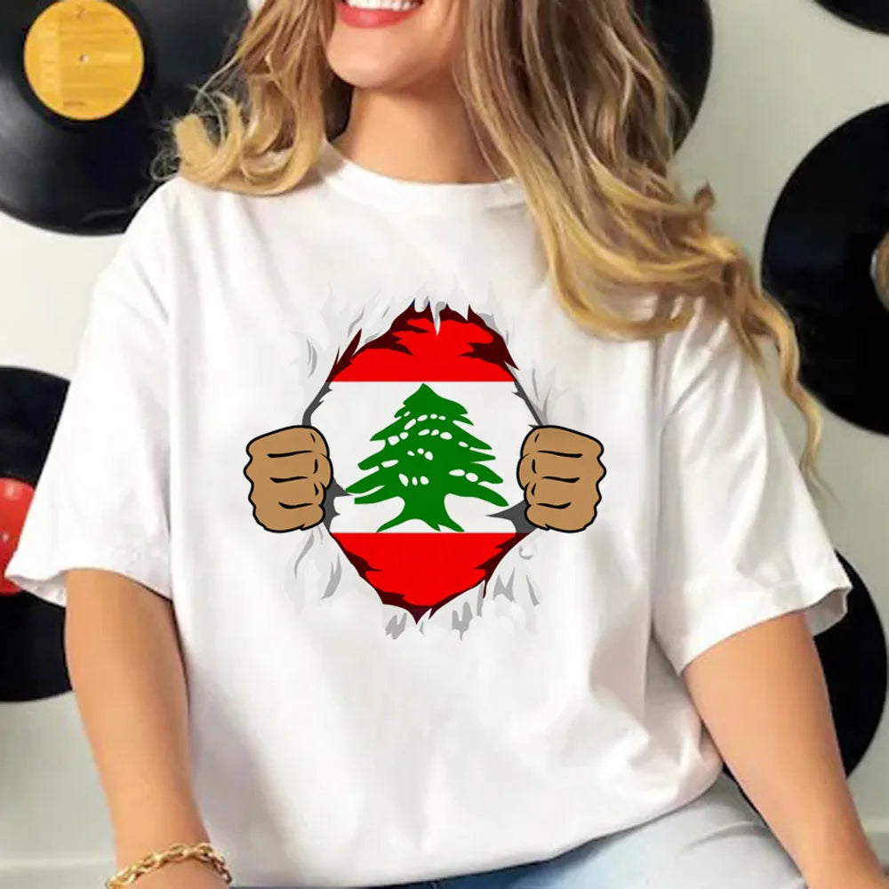 Lebanon tshirt women Y2K graphic pattern t shirt female anime clothes