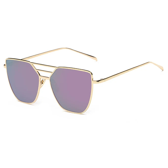 Flat Top Rose Gold Pink Sunlgasses Brand Designer 2023 Women Men mirror fashion Cool Oculos De Sol feminino