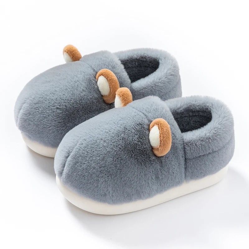 Chaussons en coton pour femmes en hiver, semelles souples et épaisses pour l'intérieur, antidérapants et chaussures en coton peluche pour hommes en hiver