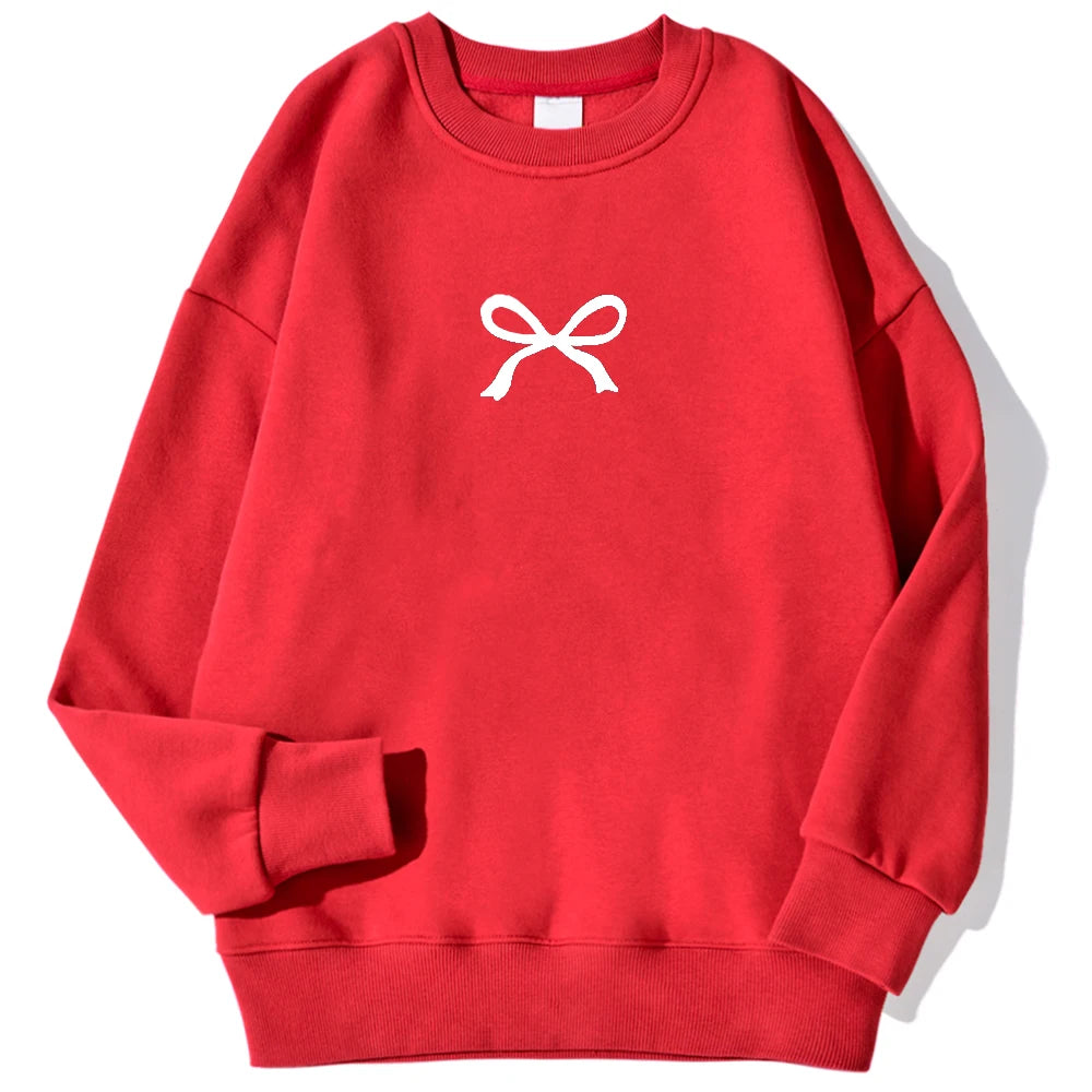 Sweat-shirts décontractés pour femmes Kawaii Bow imprimés graphiques pull confortable chaud surdimensionné sweat à capuche automne polaire doux vêtements féminins