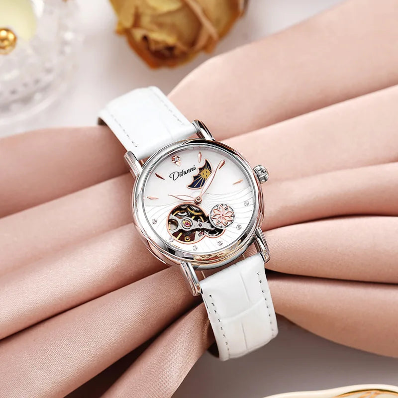 Montre Femme Rotative Fleurs Femmes Top Marque De Luxe Mode Phase De Lune Étanche Dame Automatique Montres Mécaniques Reloj