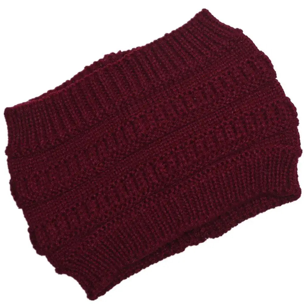 Women Hats Autumn Winter Ponytail Beanie Hat Warmer Solid Color Lady Stretch Knitted Crochet Beanies Hats Cap for Women Skullies